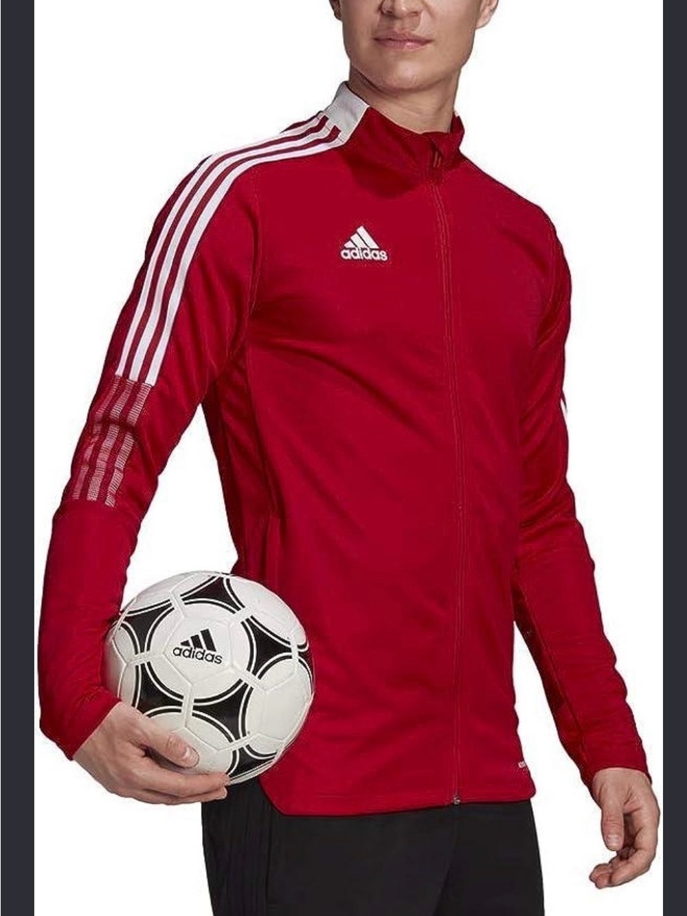 adidas Size XL Tiro Training Jacket with Signature 3-Stripes in Red GUC